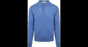 King Essentials The Robert Long Sleeve Poloshirt Merino Mid Blauw - Maat S - Heren - Pullovers