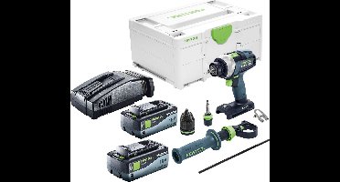 Festool TDC 18/4 Basic accuschroefboormachine 18 V 75 Nm borstelloos + 2x accu 8.0 Ah + snellader + systainer