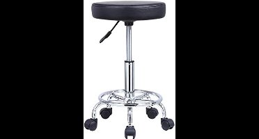 Rolkruk Werkkruk Barkruk in Zwart van Kunstleer