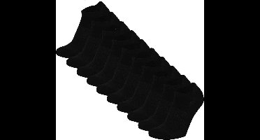 Apollo Dames / Heren Footies No Show Sokken Zwart 10-Pack - Maat 36/41