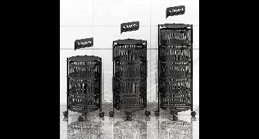 Velox Goods VL-519 Roterend Keuken Opbergrek – 5-Laags Fruit- en Groentemand met Wielen – Draaibare Metalen Opslagmand – Zwart – 180° Draaibaar – Voor Keuken, Woonkamer & Badkamer