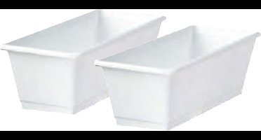 Geli Plantenbak kunststof - Set van 2x stuks - wit - rechthoekig - 40 x 18 x 15 cm - balkonbak/bloembak