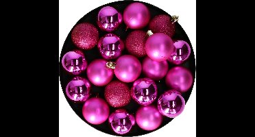 Christmas Decoration kerstballen - 40x - 4 cm - fuchsia roze - kunststof - kerstversiering