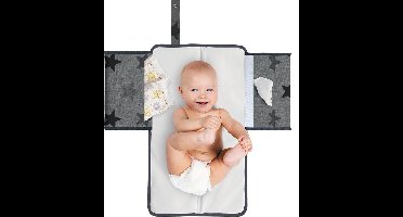 Dooky 3-in-1 Changing Pack – Grey Stars - Compact Verschoningsmatje voor Onderweg met Luiers & Babydoekjes Vakjes – Zacht, Stijlvol & Gemakkelijk Schoon te Maken