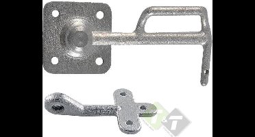 Klepsluiting nummer 0 rechts met opschroefoog, 60mm x 60mm bevestigingsplaat, totale lengte vanaf hart is 115mm