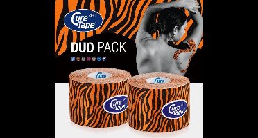 CureTape® Art Tiger - Kinesiotape Voordeelset 2 rollen Tiger 5cm x 5m - CureTape Classic met tijgerpint - Voordelige set kinesiotape - Voor blessurebehandeling en herstel