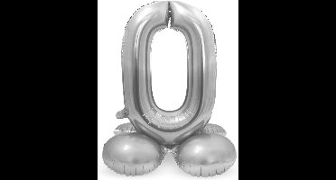 Folat - Cijfer 0 Zilver met standaard - 72 cm