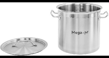 Mega-M PRO Hoge Gastronomische Pan 12 L – Hoogwaardig RVS met Gepolijste Rand – Duurzaam en Professioneel