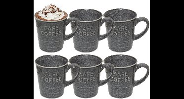 Secret de gourmet Koffiemok - 10x - grijs - keramiek - 200 ml - beker - mokken