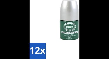 Brut – Deodorant Roll-On – Original – Glas – 50 ml - Voordeelverpakking - 12 stuks