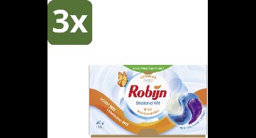 Robijn Wascapsules 3-in-1 Stralend Wit 15 stuks per verpakking - Bulkverpakking - 3 stuks
