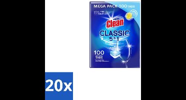 20 x At Home – Vaatwastabletten 5-in-1 – Classic Citroen – 100 Tabs - Vaatwastabletten - Vaatwasser - Reinigingsmiddel - Citroengeur - 5-in-1