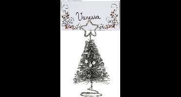 Naam kaarthouder KERSTBOOM - Tafeldecoratie - Kerstboom zilver - 6 stuks