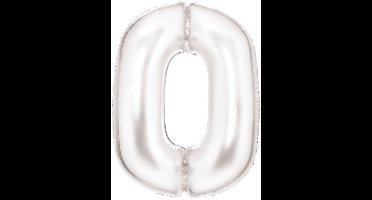 Folieballon 86cm cijfer 0 Silk White