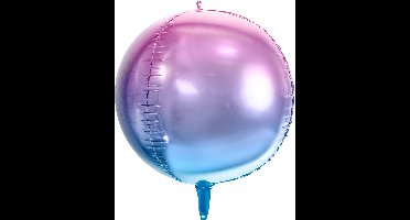 PARTYDECO - Roze en blauwe verloop aluminium bolvormige ballon 35 cm, met helium opblaasbaar
