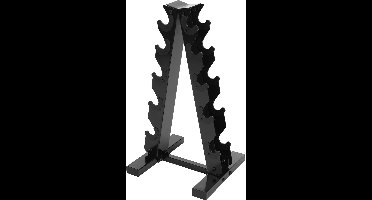 JAQZY Fitness - Halterrek - 5 Niveaus - Opslag voor 10 Halters - Draagvermogen 100 kg - Stalen Frame - 34 × 32 × 65 cm - Zwart