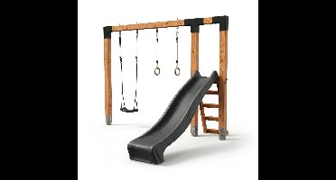EXIT Linea Robust 110 Houten Speeltoestel - met Schommel & Glijbaan & Turnringen - Speeltoestel voor Buiten - Kinderen