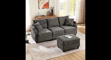 Hoekbank – Hoeksalon – L-vormige Bank – Slaapbank – Zithoek – Omvormbaar – Met Bekerhouders – Compact Design – Eenvoudige Montage – Geschikt Voor Kleine Ruimtes