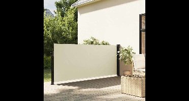Zijscherm – Uittrekbaar Scherm – Windscherm – Tuinscherm – Zijscheiding – Crème Kleur – 140x600 cm – Weerbestendig Polyester – Stalen Aluminium Frame