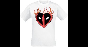 Deadpool Flaming Heart Logo Unisex T-shirt - wit - S