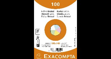 Exacompta 20x Pak 100 steekkaarten onder krimpfolie - Bristol gelijnd niet geperforeerd 105x148mm - Geassorteerd - 10854E