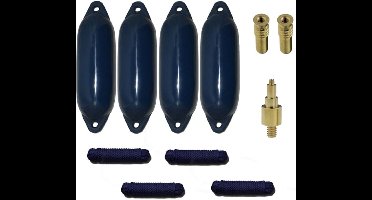 Set van 4 met Majoni Star 45 stootwillen incl. spatelleidingen, 2 vervangingsventielen, 1 ventieladapter - marine, 70 x 24 cm