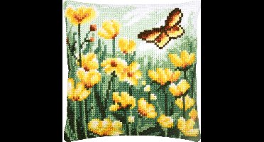 Vervaco - Kruissteekkussen kit Vlinder tussen bloemen - PN-0204618