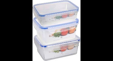 Vershoudbakje - transparant - kunststof - set 3x - Luchtdicht afgesloten