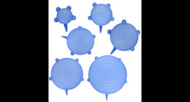 Silicone Stretch Lids – blauw – standaard formaat – 6 stuks – Bowl Covers – Reusable Food Storage – Microwave Safe Silicone Lids – Food, Can Covers – Kitchen Gadgets – Dishwasher Safe Elastic