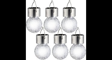 Cepewa Solar party verlichting hanger voor buiten - 12x - 13 cm - LED-verlichting - Tuinverlichting - Tuindecoratie - Feestverlichting - wit licht