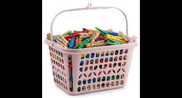 Plasticforte Knijpermandje - roze - 20 x 25 cm - kunststof - wasknijpertasje/knijperzak