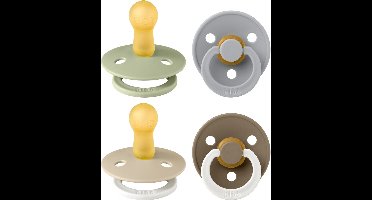 BIBS Colour speen verpakking 4 stuks, BPA-vrije fopspeen, Ronde speen. Natuurlijk rubberlatex, Denmark. 6-18 maanden (Verpakking 4 stuks), Vanilla Glow Mix