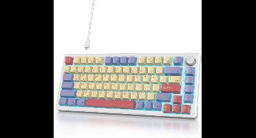 Compact 75% Mechanisch Gaming Toetsenbord Hot-Swappable Bedraad 82 Toetsen TKL met Lineaire Witte Switches - Geschikt voor PC & Laptop