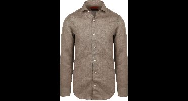 Suitable Overhemd Linnen Taupe - Maat 43 - Heren - Overhemden Formeel