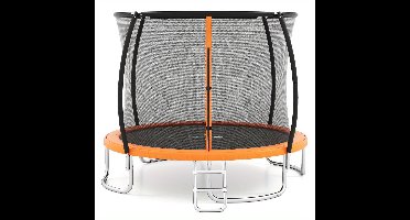 Ronde Trampoline – Tuintrampoline – Springkussen – Speeltoestel – Veiligheidsnet Trampoline – Oranje Kleur – Stevig Metalen Frame – Inclusief Ladder