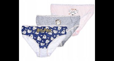 Harry Potter Ondergoed - 3 stuks - Hedwig - Voor meisjes - 116-128 cm - Onderbroeken voor kinderen - 6-8 jaar - Slip - Roze/grijs/blauw