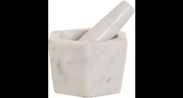 ITEM Vijzel met stamper - wit - marmer - hexagon - mortier - keukenartikelen