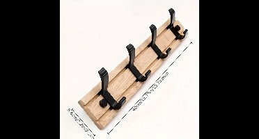 Kapstok - Wandkapstok - Kapstok Hangend - Houten en RVS Metaal - 4Hangers - Industrieel