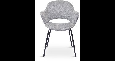 Giga Living Eetkamerstoel Rowley - Grijs - Polyester & Metaal - Set van 2