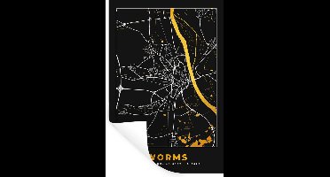 Muurstickers - Sticker Folie - Black and Gold – Stadskaart – Worms – Duitsland – Plattegrond – Kaart - 20x30 cm - Plakfolie - Muurstickers Kinderkamer - Zelfklevend Behang - Zelfklevend behangpapier - Stickerfolie