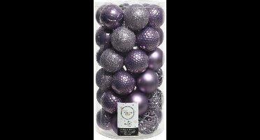 Decoris Kerstballen - 37 stuks - kunststof - lila paars - 6 cm