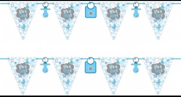 Folat Vlaggenlijnen geboorte jongen - 2x stuks - blauw - 6 meter - Its a boy - Feestartikelen/versieringen