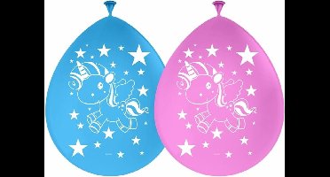 8x Eenhoorn themafeest ballonnen 30 cm - Kinderfeestje/kinderpartijtje versiering - Kinderverjaardag decoratie