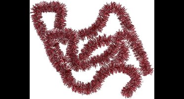 Gerimport Kerstslingers - 2x stuks - rood met sneeuw - 180 x 7 cm - folie - kerstboom versiering/guirlandes