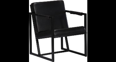 vidaXL - Fauteuil - echt - leer - zwart