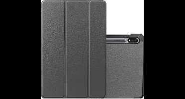 Hoes - Geschikt voor Samsung Galaxy Tab S8 Ultra - Dun & Stevig - Trifold Bookcase - Hard Cover - Hardcover Book Case - Tablet Hoesje - Grijs