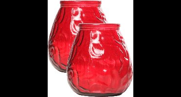 Cosy & Trendy lowboy tafelkaars - Set van 2x stuks - rood - 40 Branduren - 10 cm