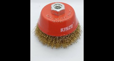 KOMBORSTEL - M14 AANSLUITING - Ø 100 MM - MESSING DRAAD- KINZO - DRAADBORSTEL