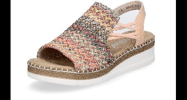 Rieker dames sleehak sandalen V1241-90 multi/apricot