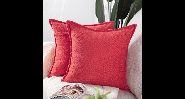 Boraboi® Set van 2 luxe decoratieve kussenhoezen van chenille, zachte sierkussenhoezen voor bank en slaapkamer, rood, 40 x 40 cm